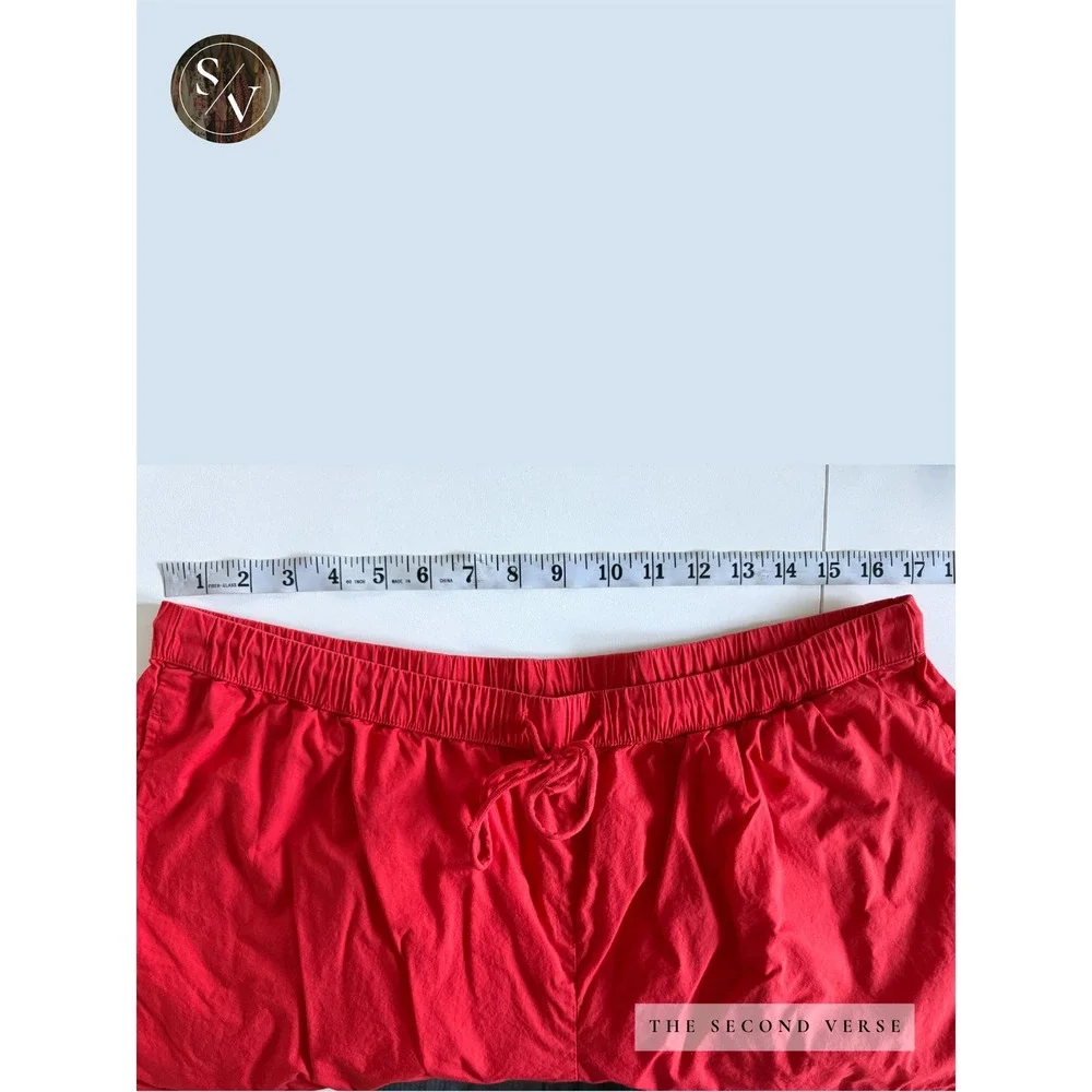 Future Collective Shorts Womens XL Eyelet Scalloped Hem Drawstring Red XL